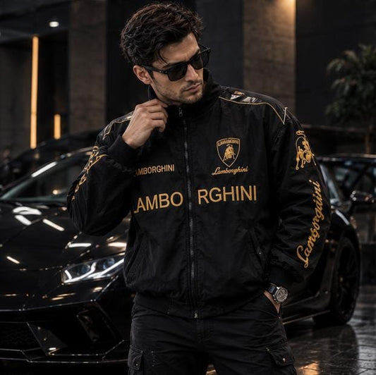Lamborghini Racing Jacket — Black & Gold
