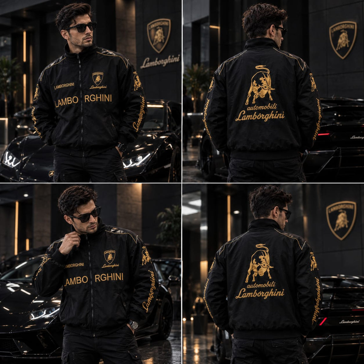 Lamborghini Racing Jacket — Black & Gold